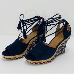 Cabi Espadrille wedge ankle lace up